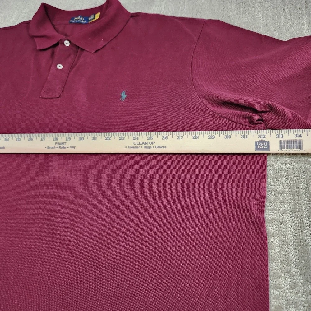 Polo Ralph Lauren Shirt Men 4XLT Iconic‎ Mesh Polo Cotton Red Wealth Luxury Pony